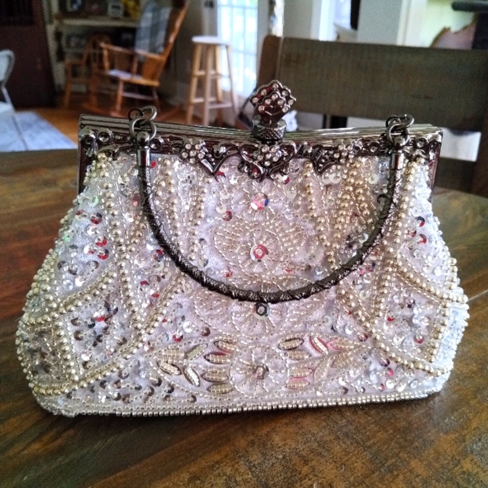 Sequined bridal purse